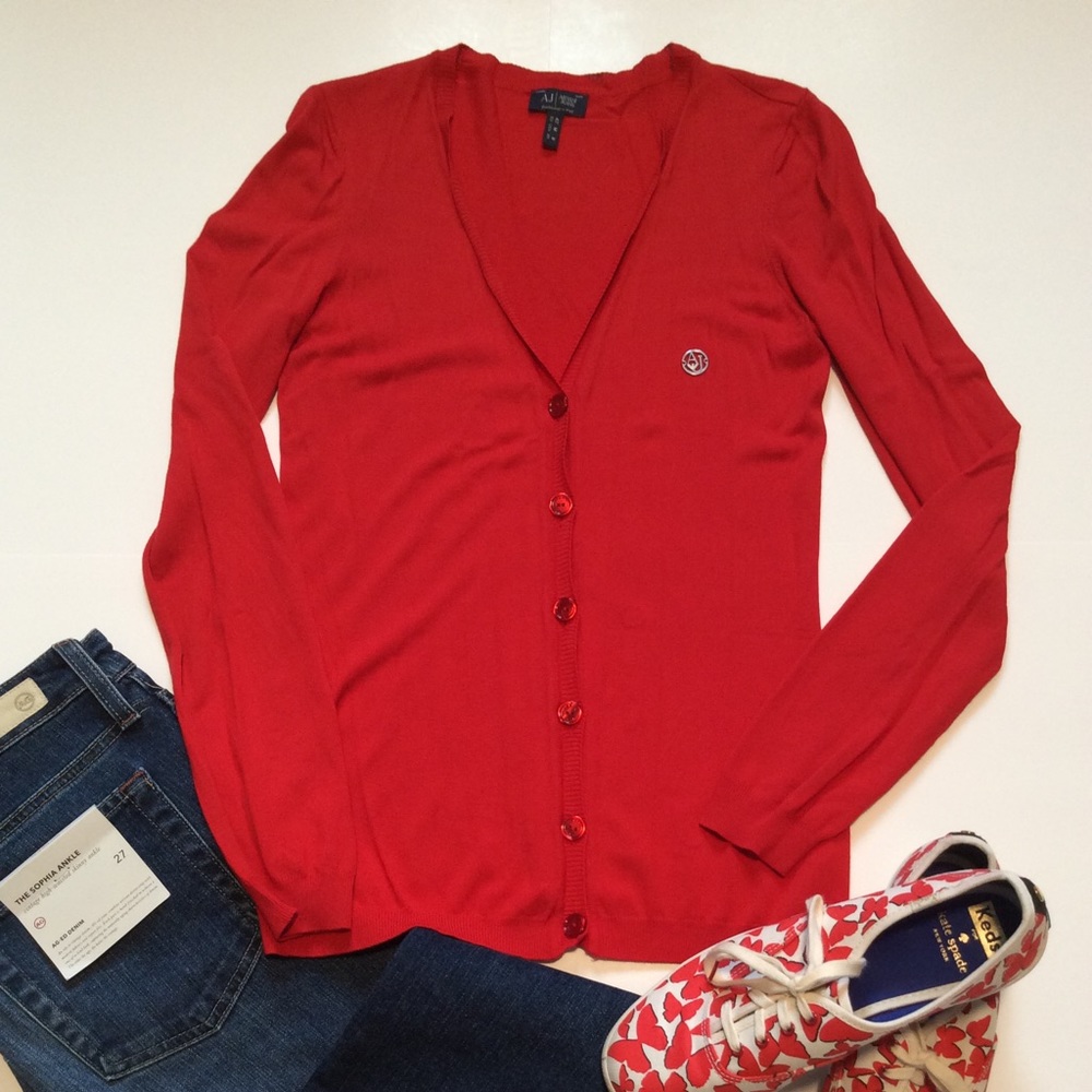 Armani Jeans Red Cardigan Sweater